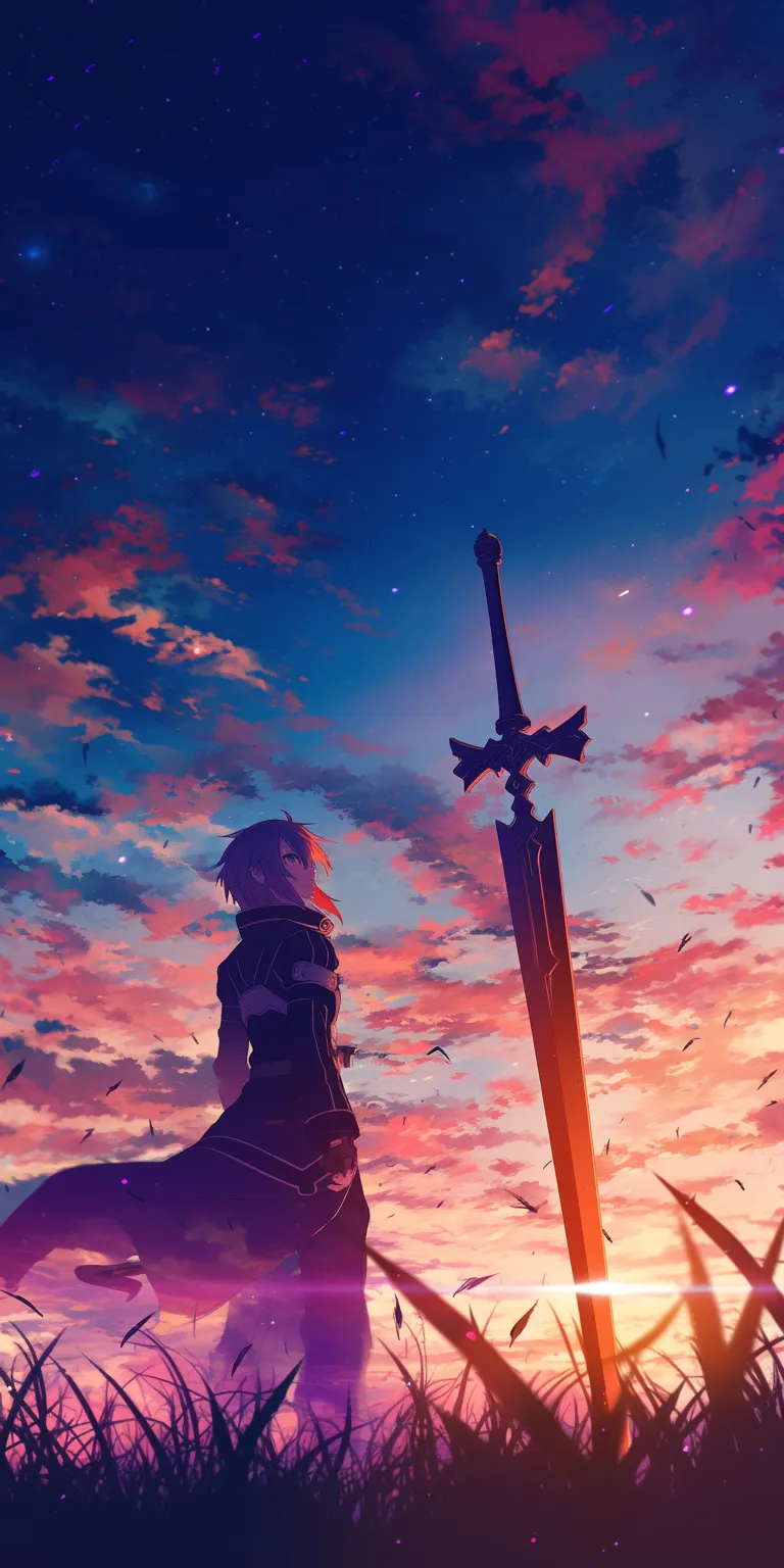 sword art online wallpaper phone kirito, sword, fate, sky, claymore