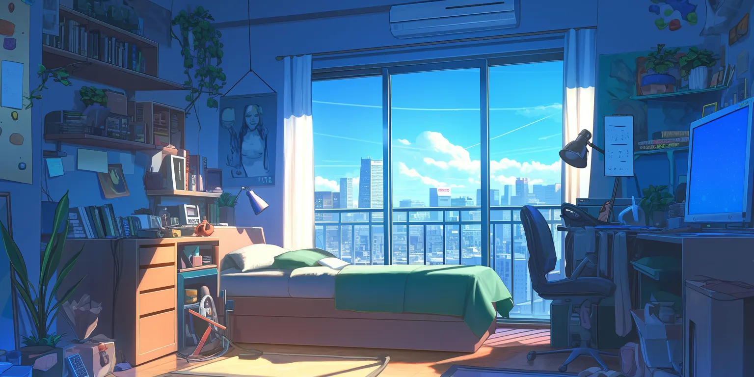 anime bedroom background lofi, room, bedroom, classroom, flcl