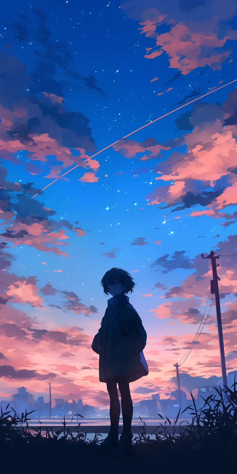 wallpaper anime dark sky, franxx, ciel, flcl, champloo