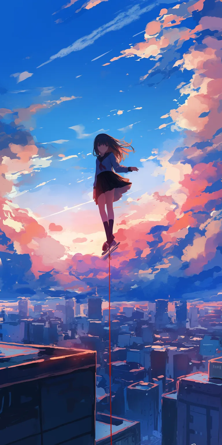 pc anime wallpaper sky, sunset, flcl, lofi, 1920x1080