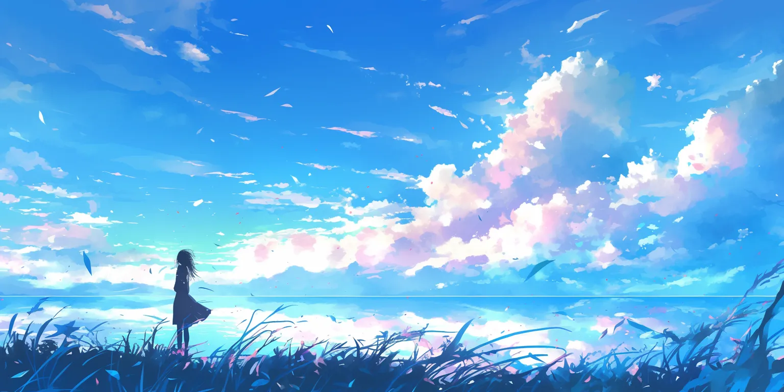 good anime wallpapers sky, 2560x1440, scenery, 3440x1440, ocean