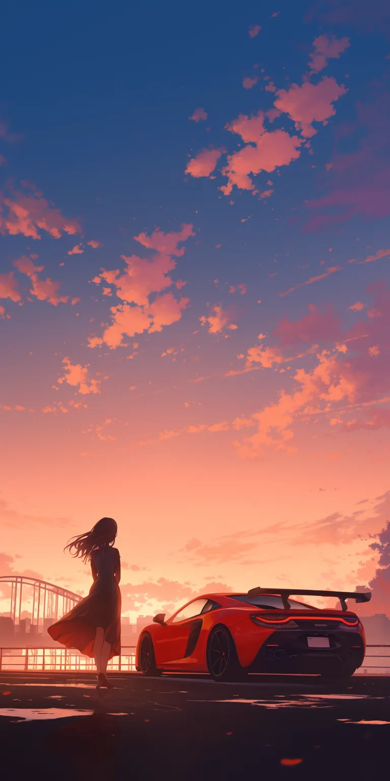 anime car wallpaper sunset, noragami, lockscreen, sky, ciel