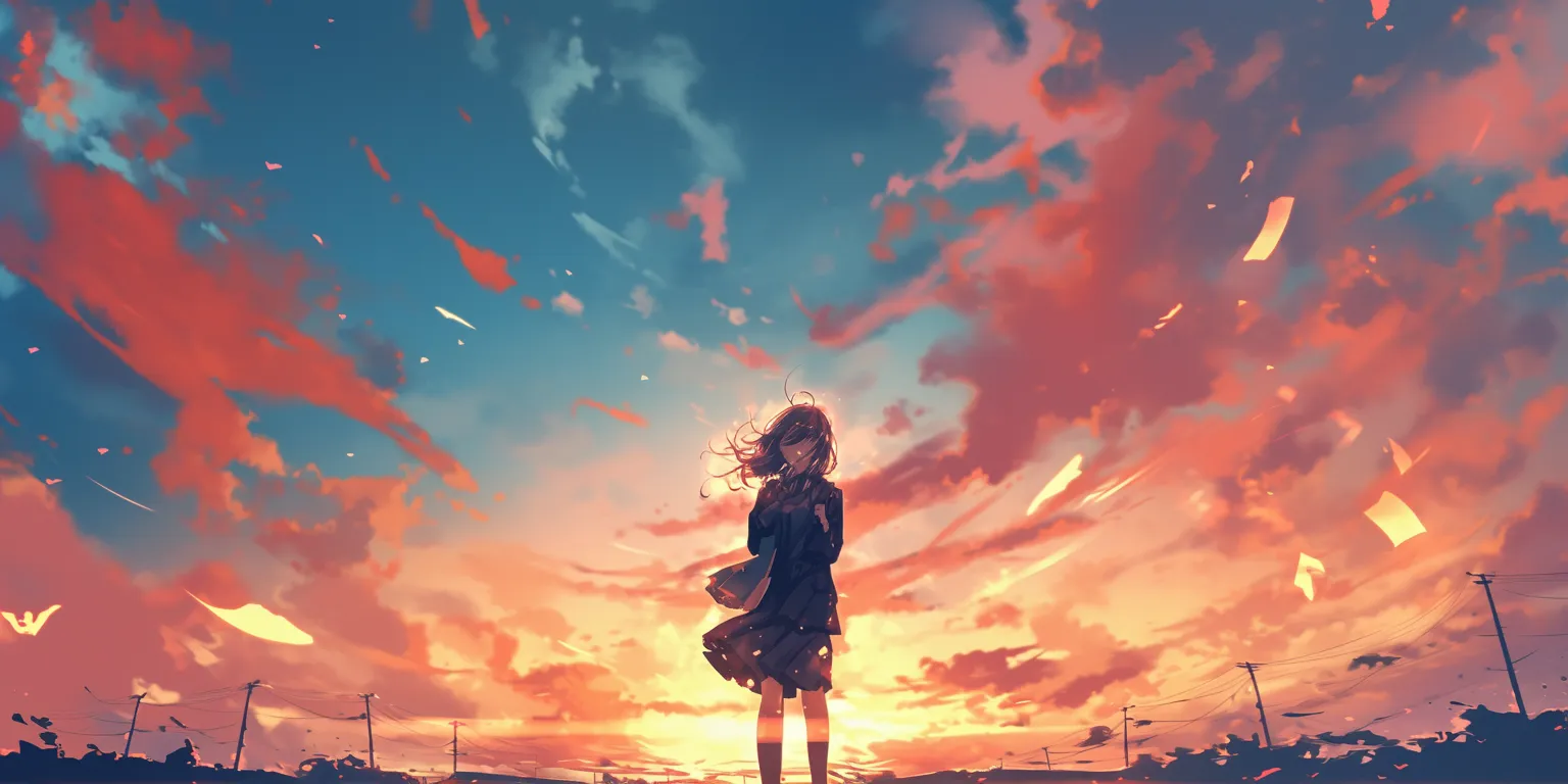 iphone moving wallpaper sky, sunset, flcl, ghibli, nishimiya
