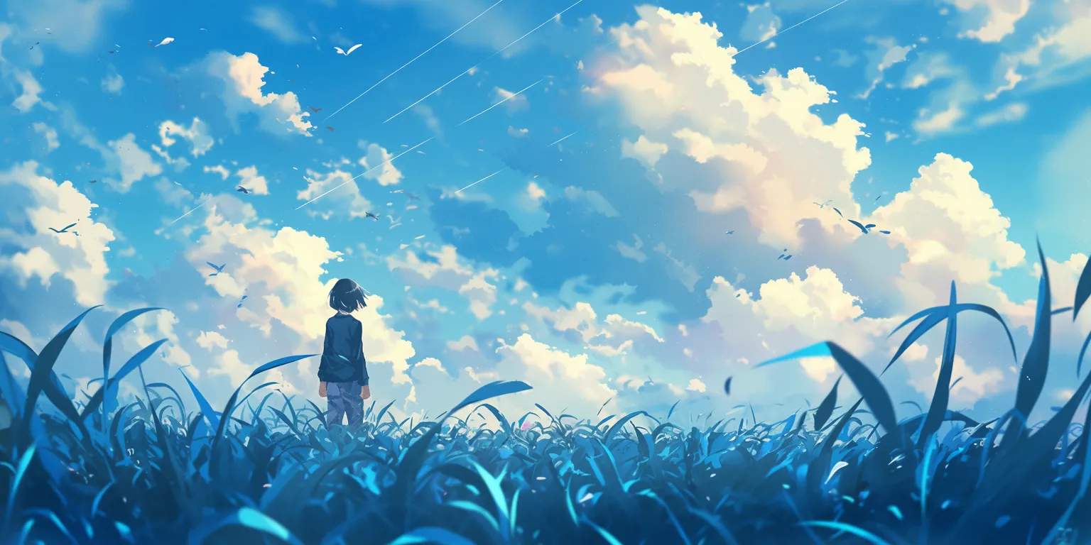 aesthetic anime background ghibli, mushishi, sky, flcl, field