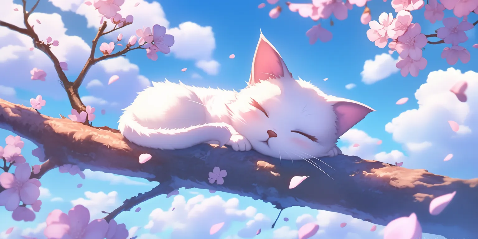 cute cat wallpaper cartoon sakura, 2560x1440, ghibli, 1920x1080, blossom