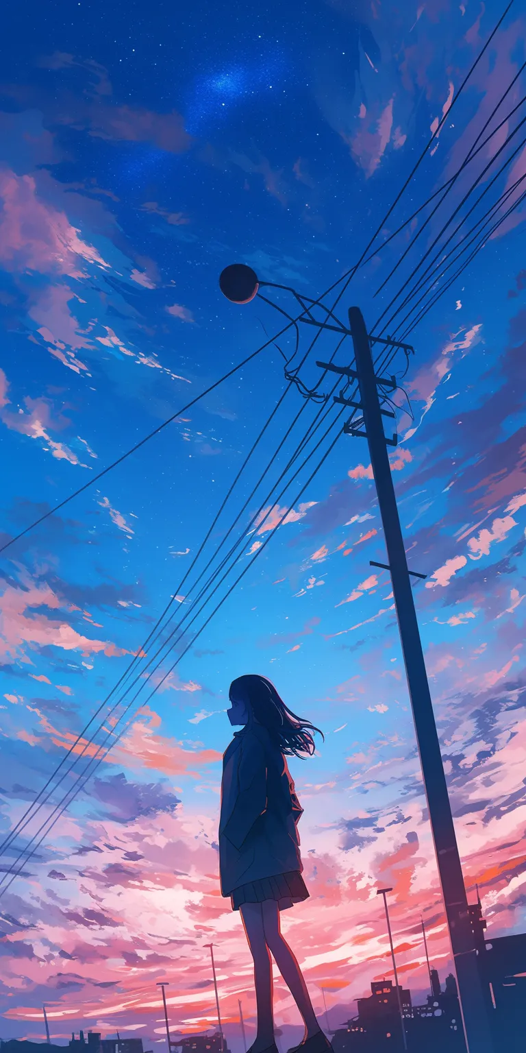 anime wallpaper aesthetic sky, flcl, sunset, lockscreen, 3440x1440
