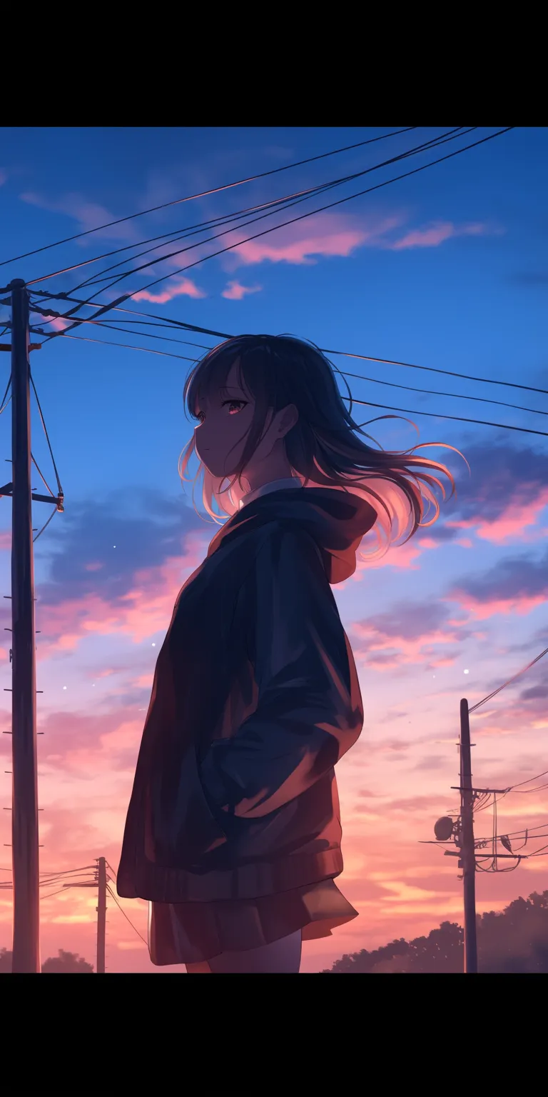 anime pic sad sky, sunset, lofi, 2560x1440, 1920x1080