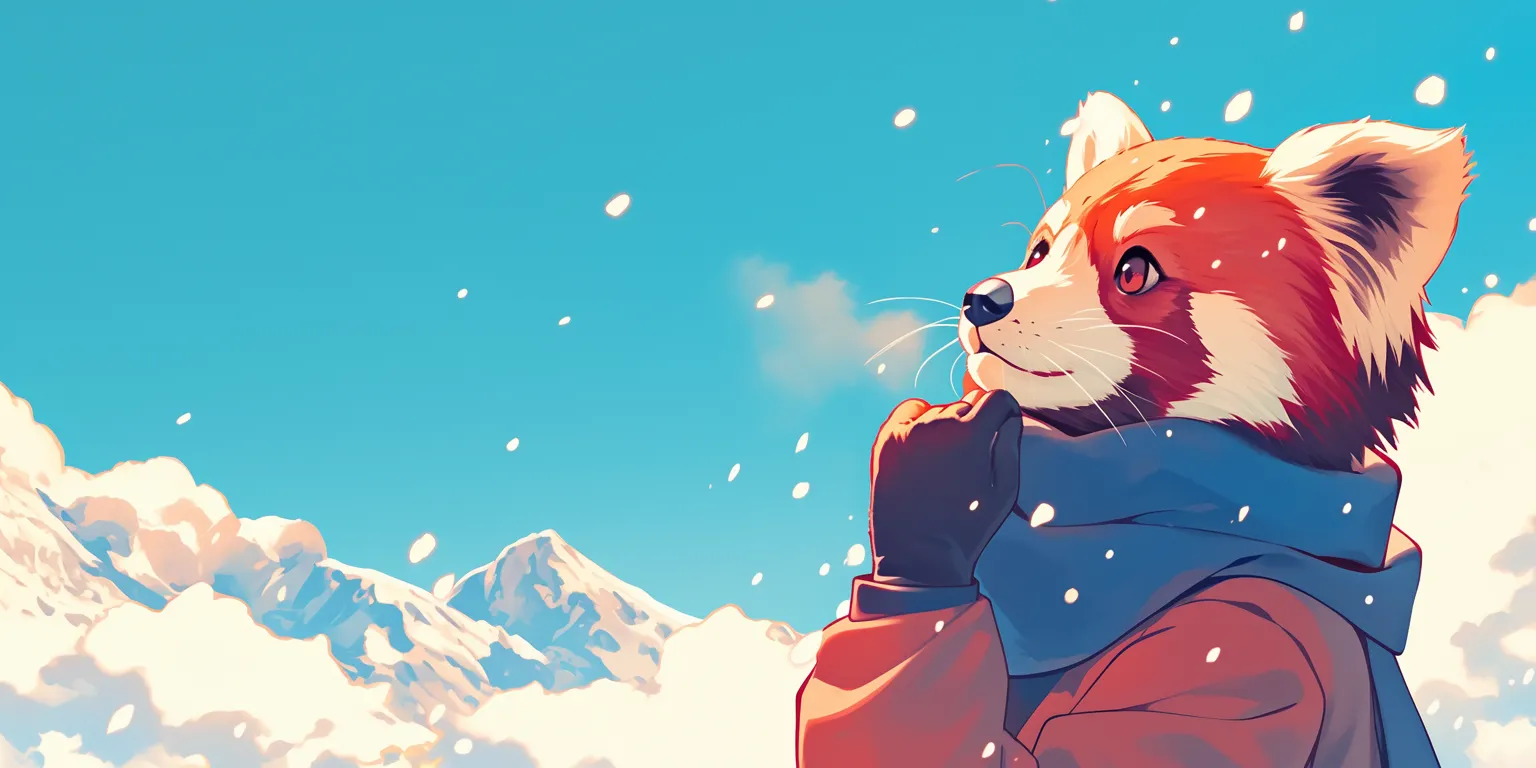 red panda wallpaper winter, 3440x1440, flare, mountain, cold