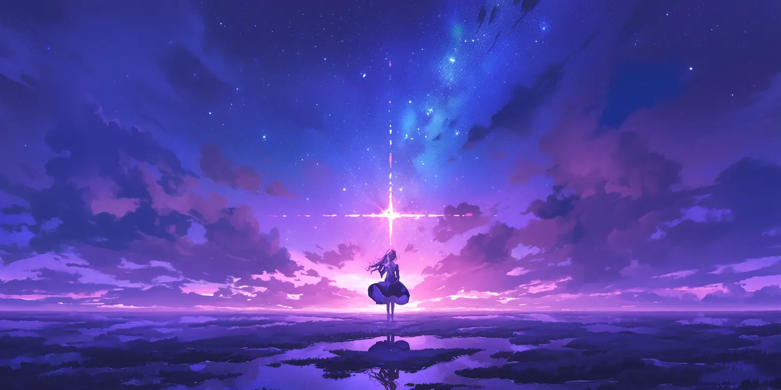 purple anime background star, sky, wall, galaxy, tohka