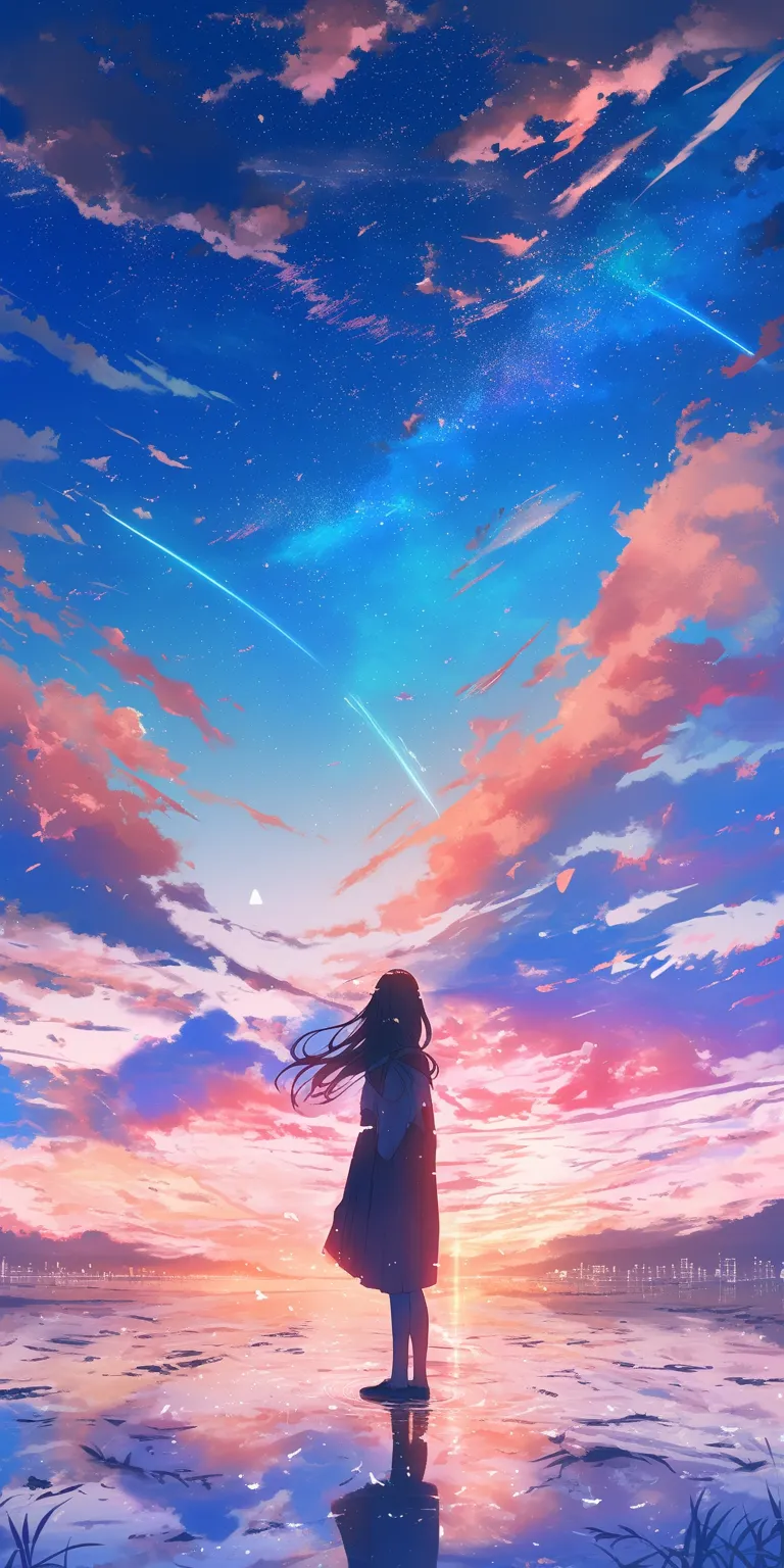 anime wallpaper for android sky, franxx, ciel, sunset, galaxy