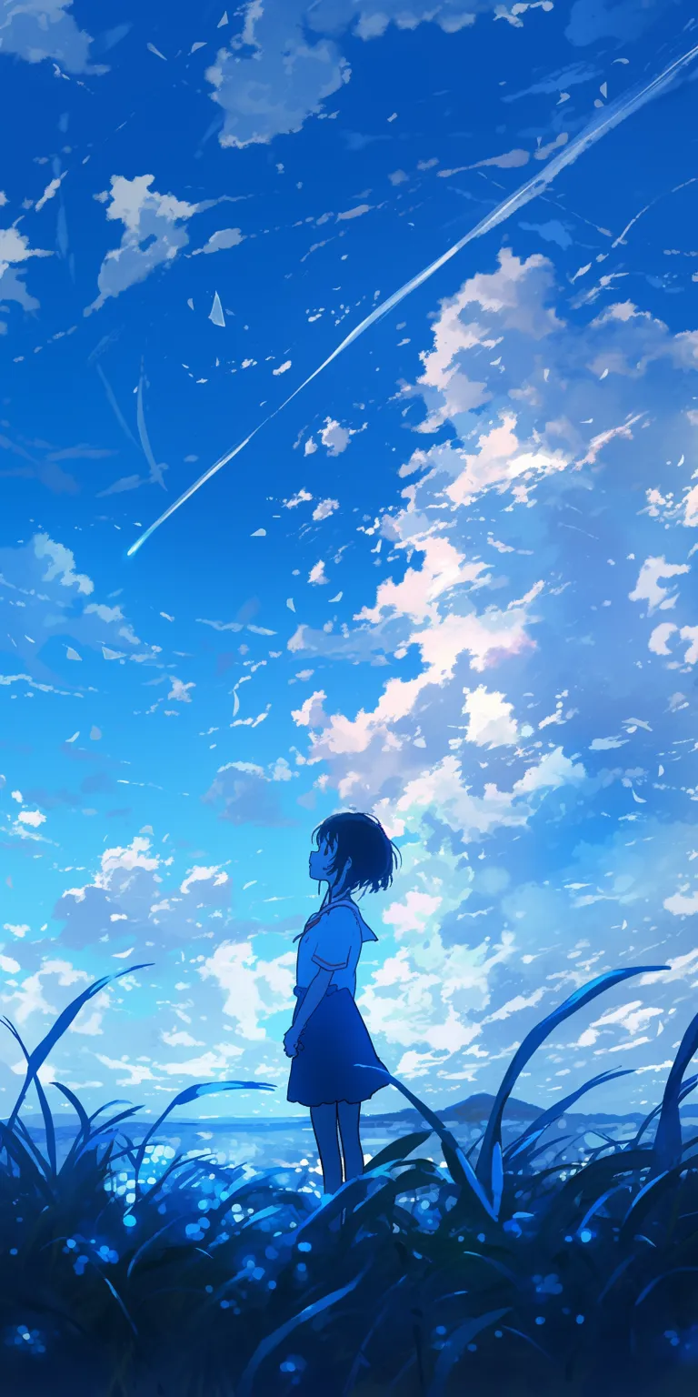 anime background 4k ciel, sky, hyouka, touka, ocean
