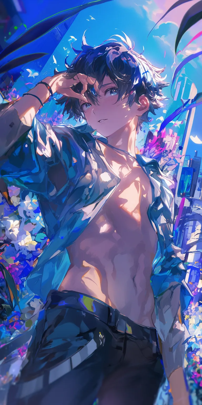 aesthetic wallpaper anime blue, lockscreen, aomine, ciel, haru