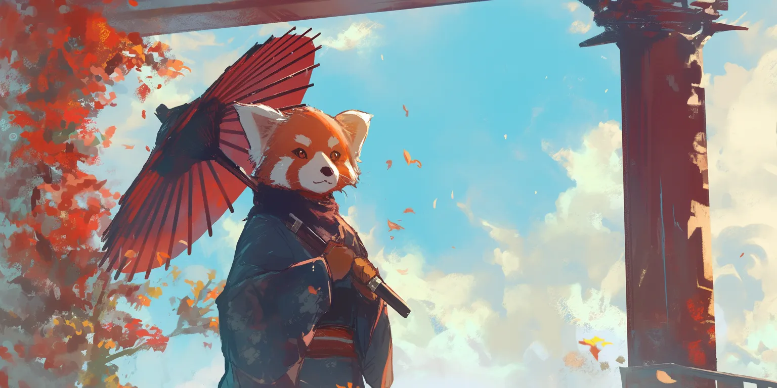 red panda wallpaper sky, 3440x1440, 1920x1080, fox, samurai