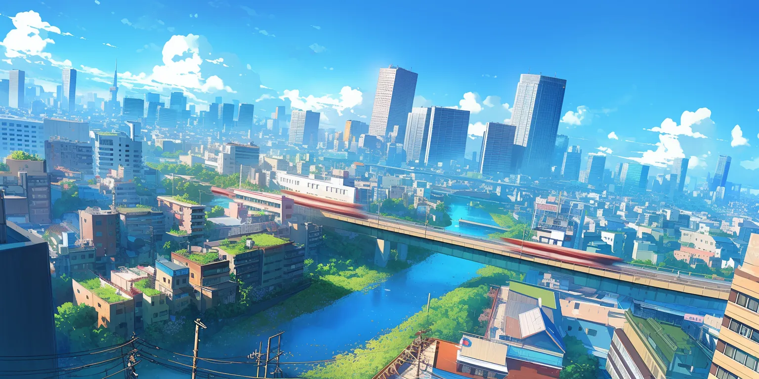 cartoon hd background 3440x1440, tokyo, shokugeki, city, 2560x1440