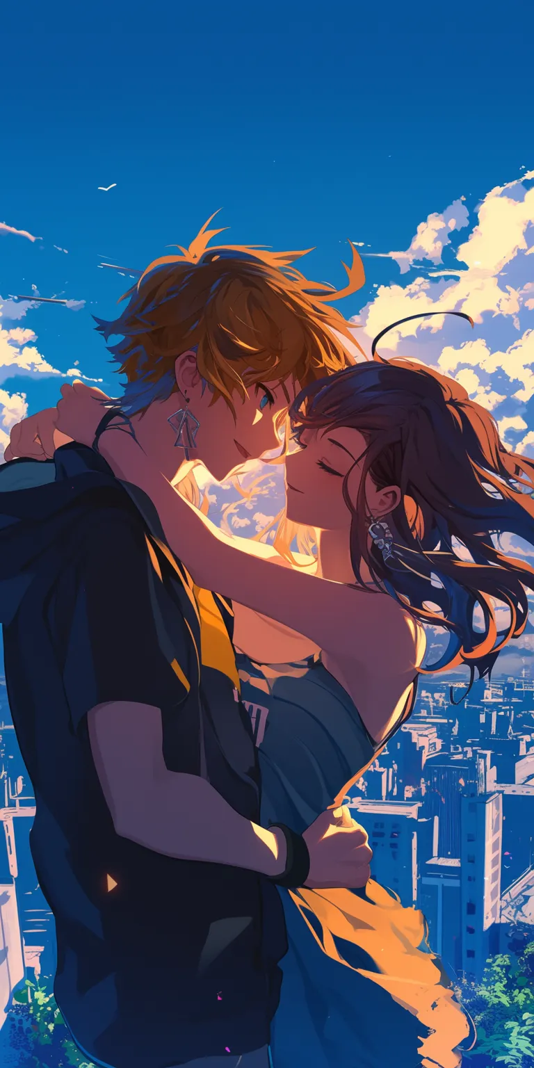 couple anime wallpaper noragami, kissing, yato, sky, kiss