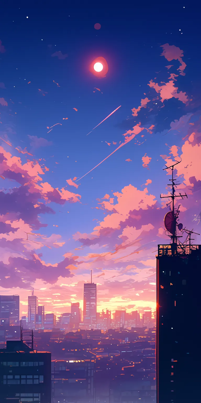 cute anime background 3440x1440, flcl, sunset, sky, ghibli