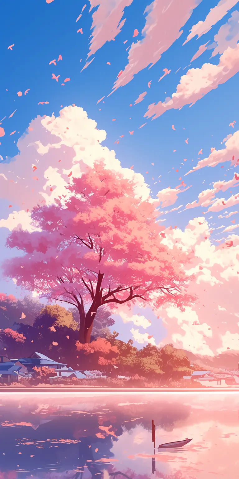 pink anime background sakura, blossom, scenery, 2560x1440, backgrounds