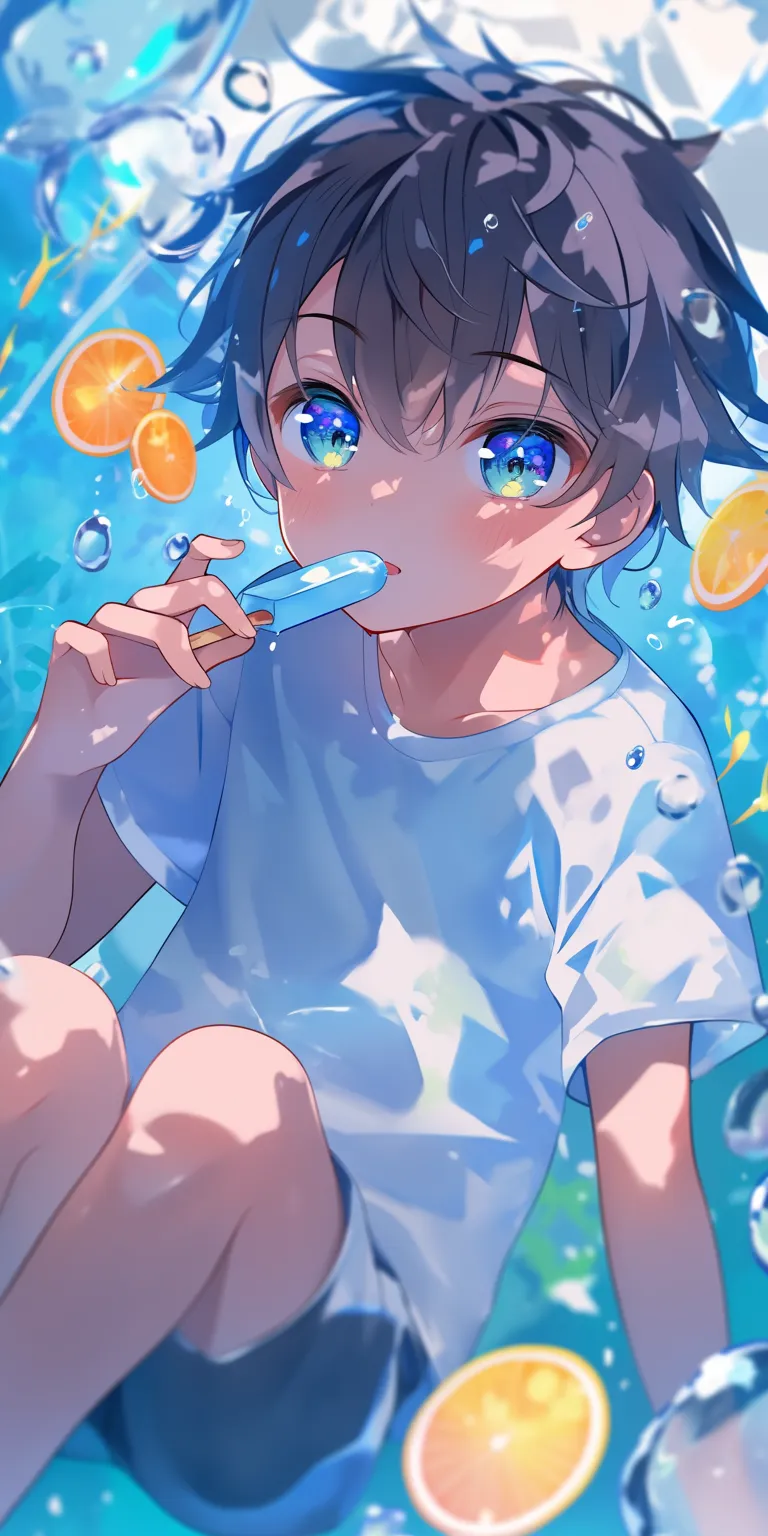 cute anime images water, ocean, bubble, daiki, aqua