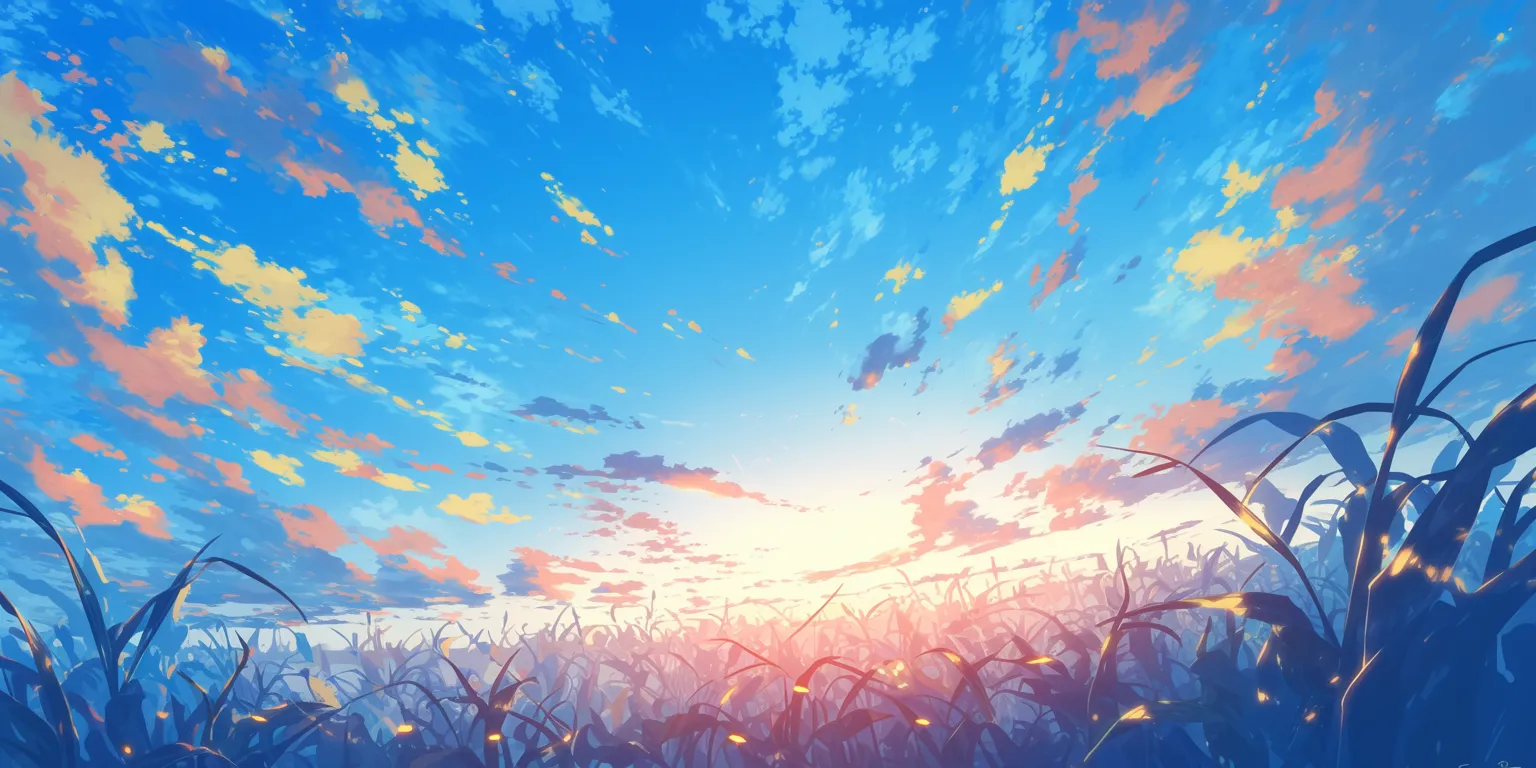 anime background sky, 2560x1440, sunset, 1920x1080, field