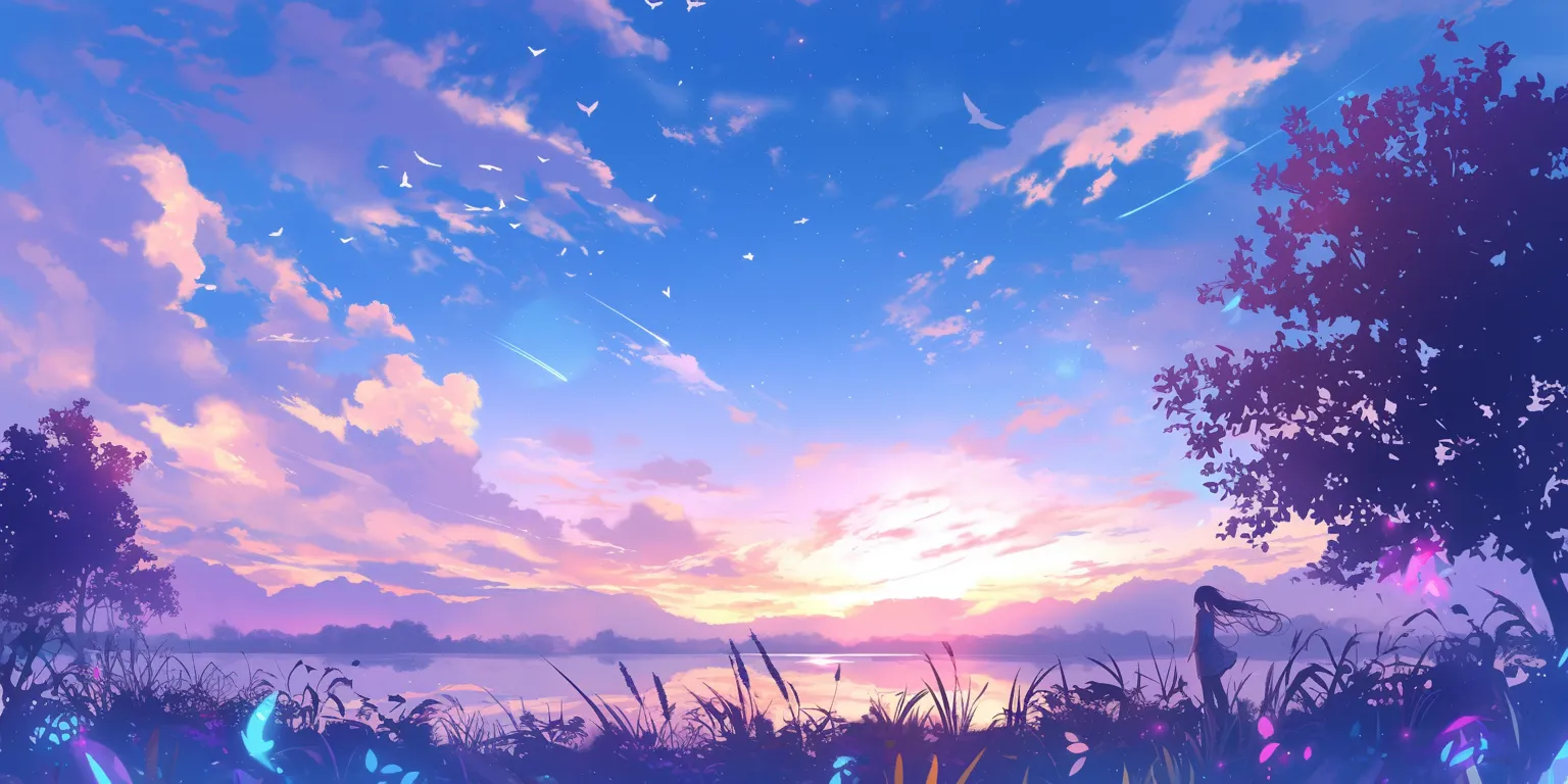purple anime background sunset, 2560x1440, backgrounds, background, scenery