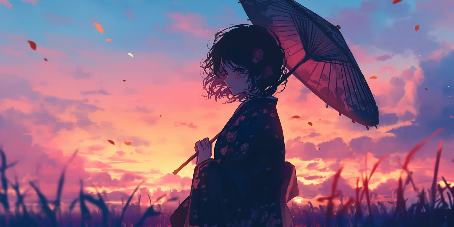 anime wallpaper aesthetic haru, noragami, ciel, sunset, rain