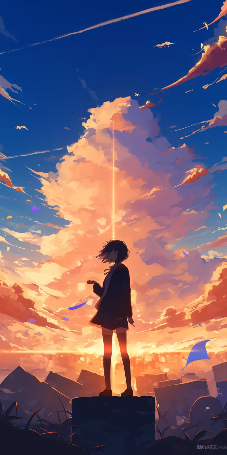 anime beautiful wallpaper sky, flcl, ghibli, haru, sunset