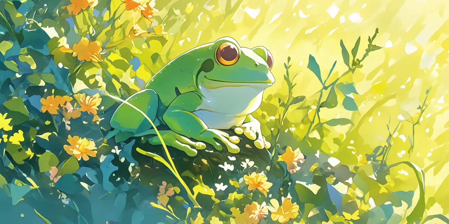 cute frog background frog, wall, nature, cover, ghibli