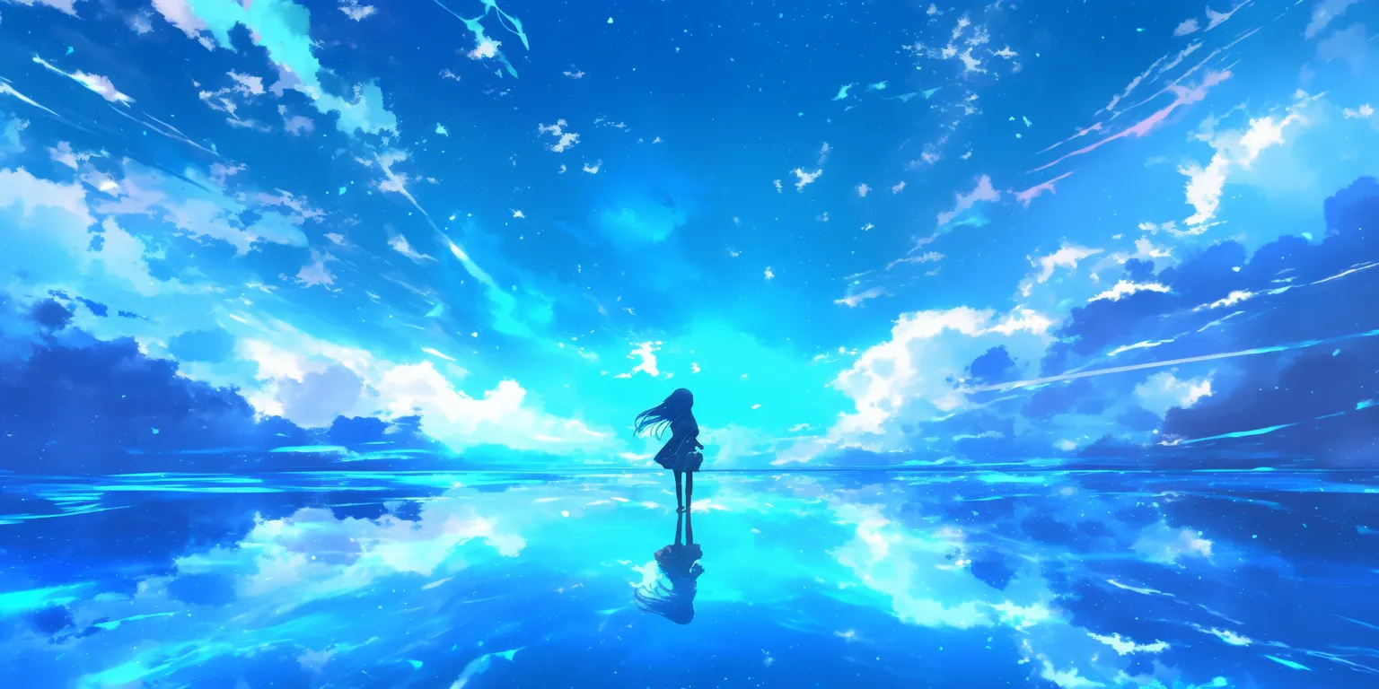 wallpaper aesthetic anime ciel, sky, aqua, evergarden, ocean