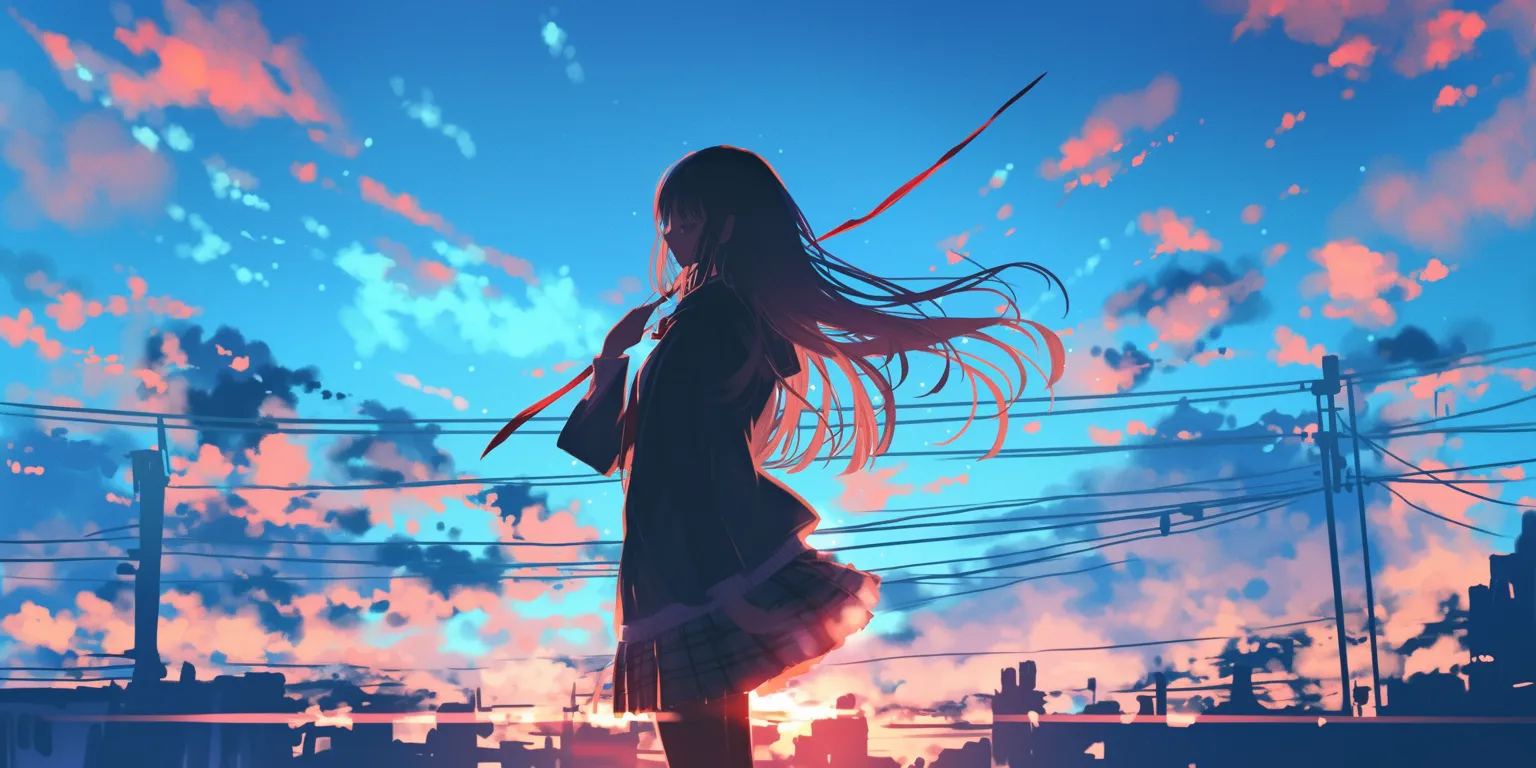 laptop anime wallpaper 2560x1440, 1920x1080, hatsune, sky, sunset