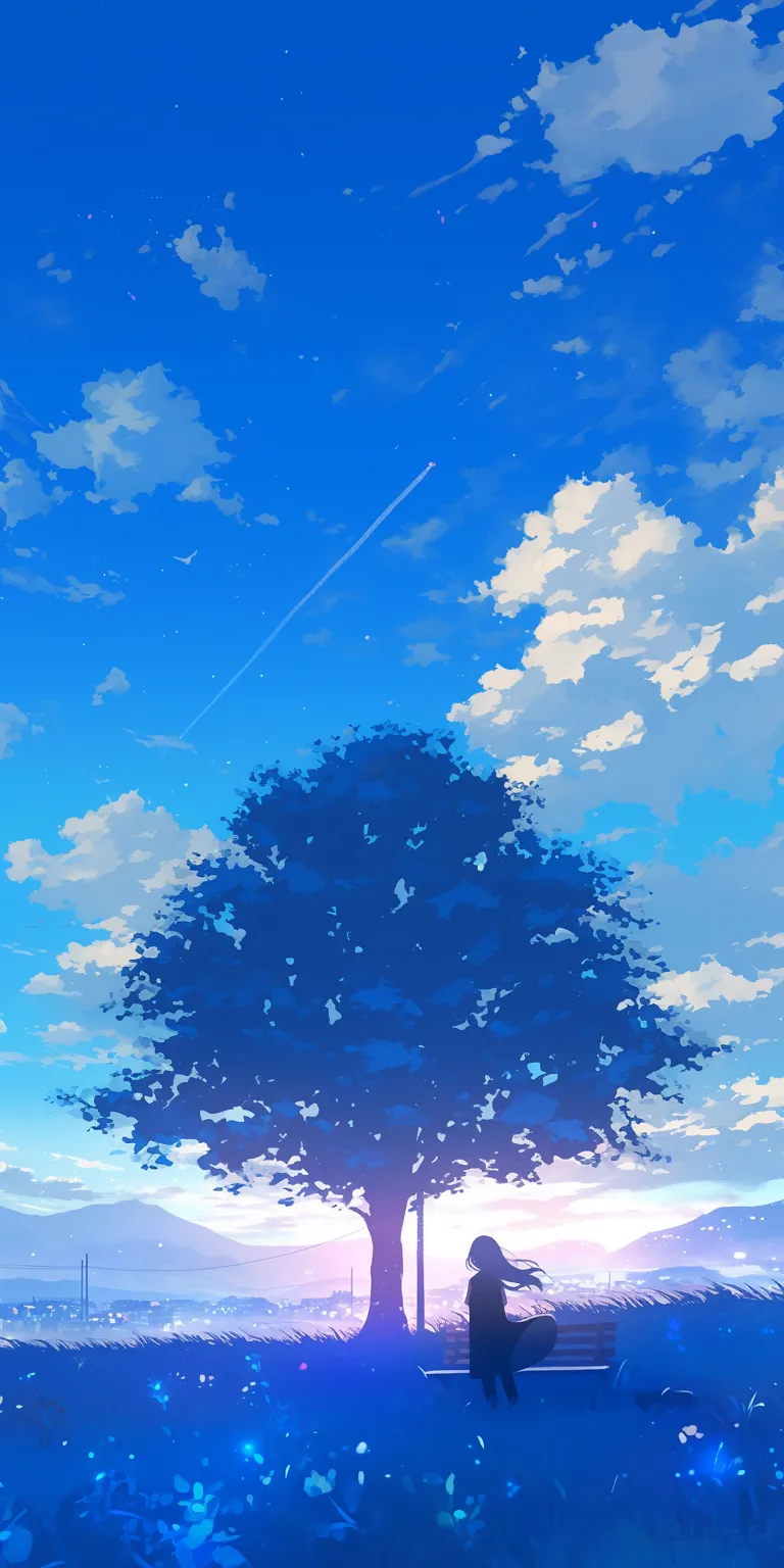 anime scenery wallpaper sky, ghibli, yuru, ciel, lockscreen