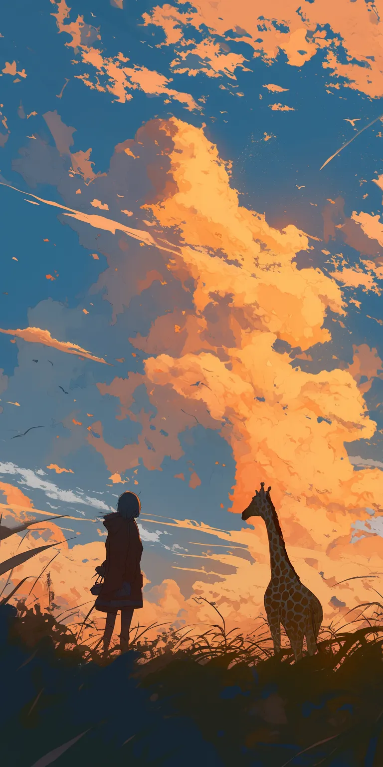 giraffe wallpaper sky, evergarden, flcl, 3440x1440, 2560x1440