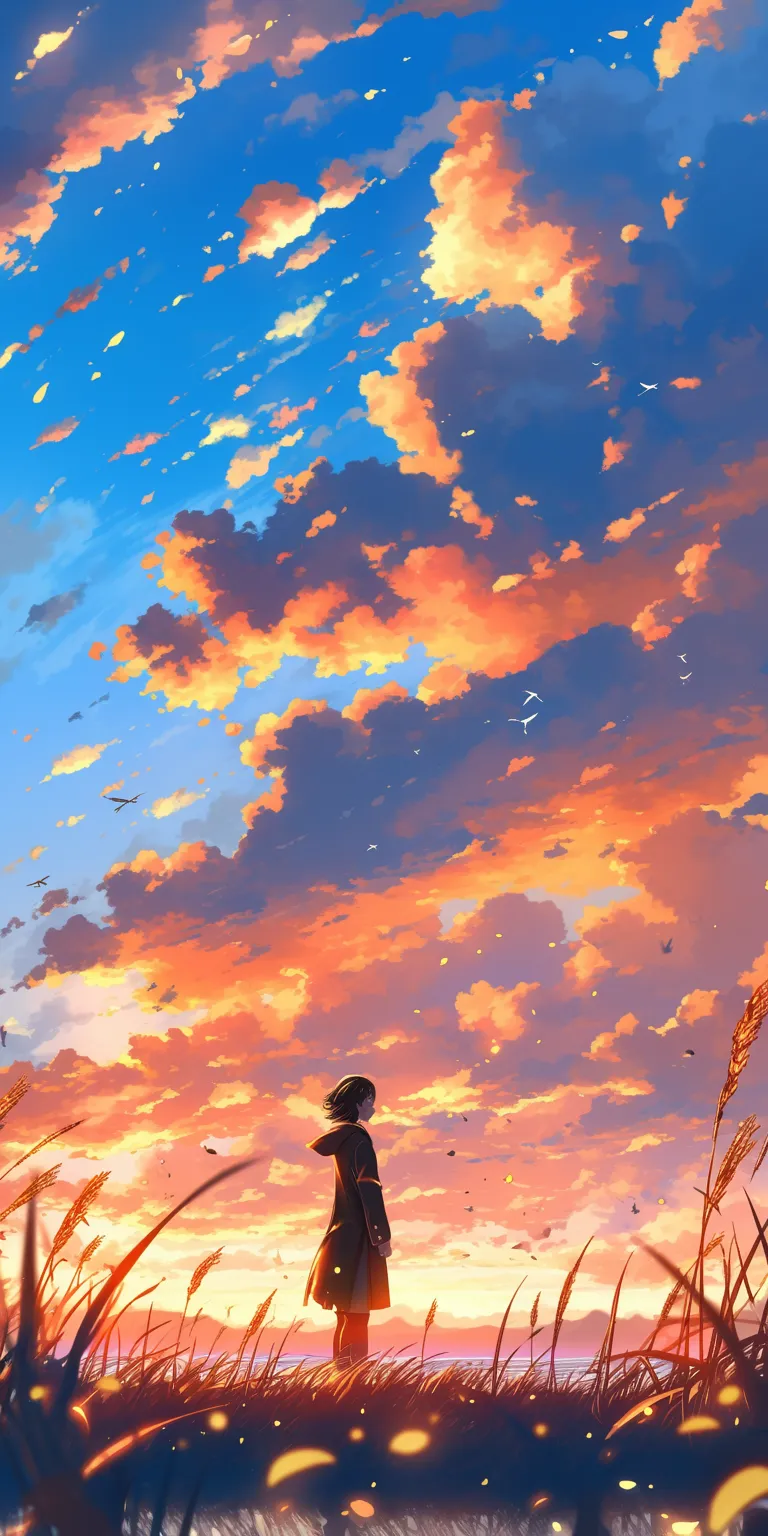 anime wallpaper for laptop sky, sunset, ghibli, ciel, lockscreen