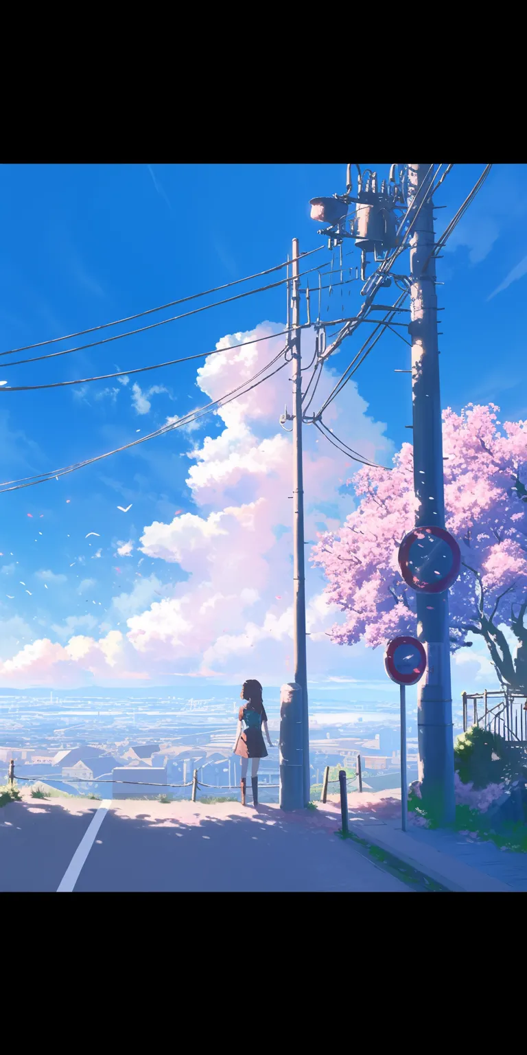 cute anime background scenery, sakura, lofi, sky, mirai
