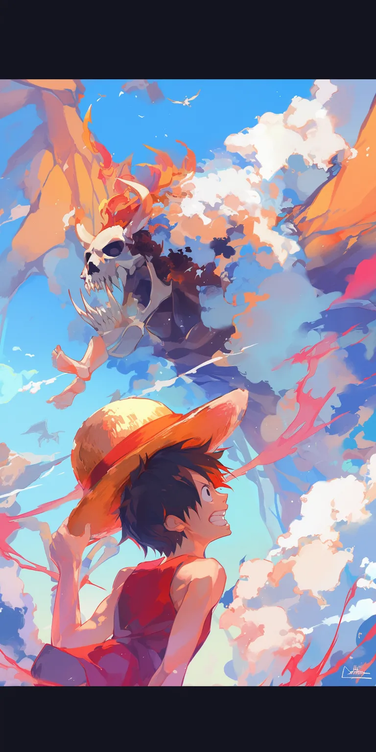 one piece aesthetic wallpaper flcl, lockscreen, sky, luffy, lagann