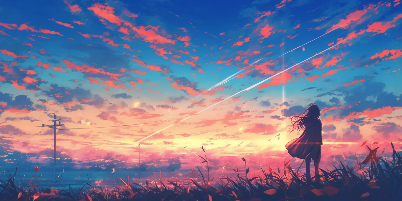 anime waifu wallpaper sky, ciel, sunset, 2560x1440, 3440x1440