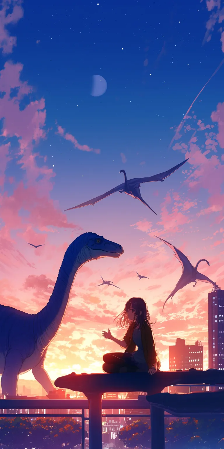 dinosaur wall paper sunset, lockscreen, dragon, dinosaur, sky