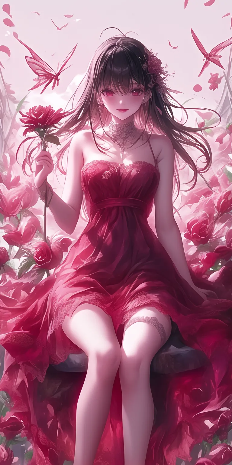 anime wallpaper iphone rose, yumeko, pink, blossom, strawberry