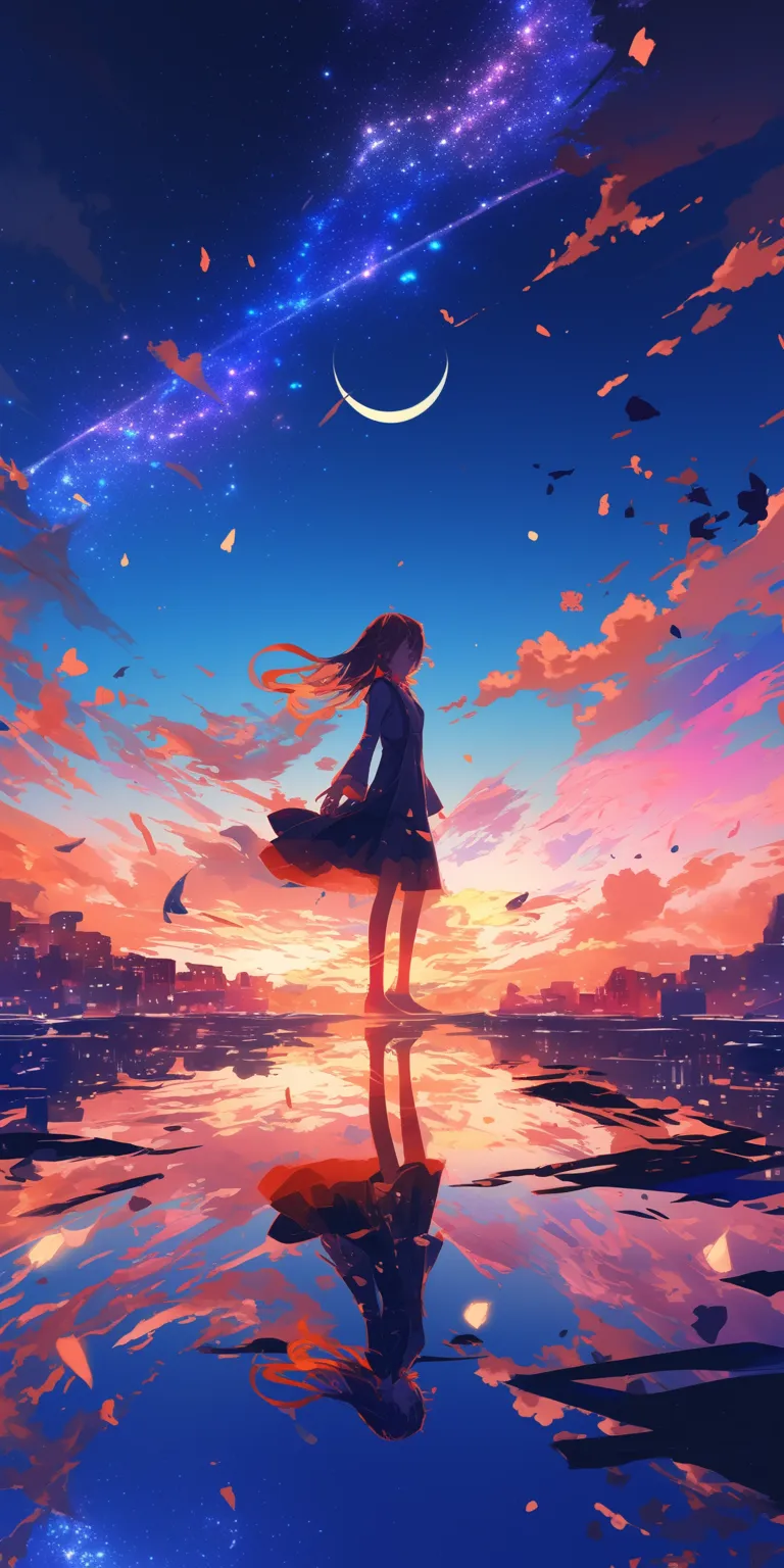 phone wallpaper 4k anime sky, amoled, mirai, cover, lockscreen