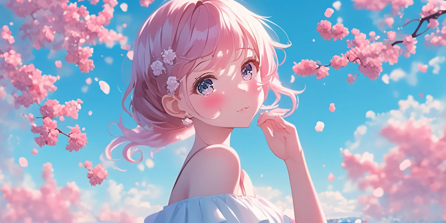 wallpaper anime pink kawaii, haru, sky, strawberry, rem