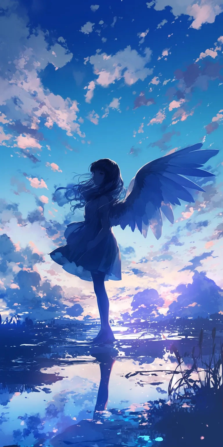 anime wallpaper  ciel, sky, blue, fairy, wing