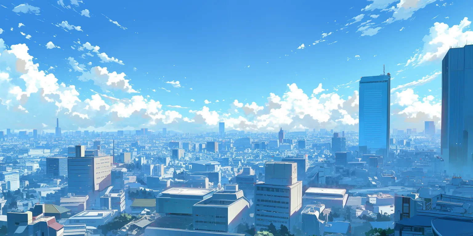 anime background 3440x1440, sky, tokyo, city, ciel