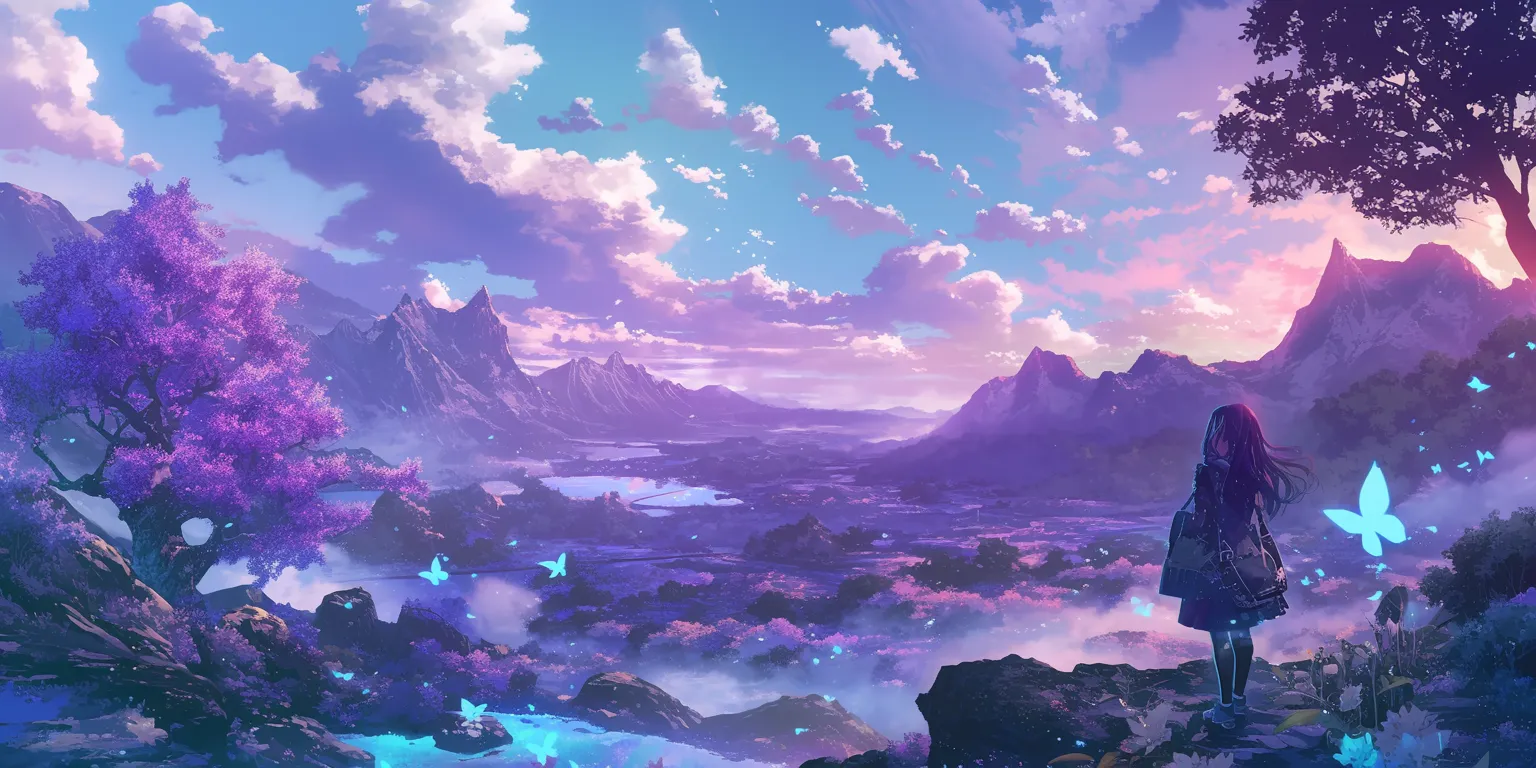 purple anime background sky, 2560x1440, evergarden, 3440x1440