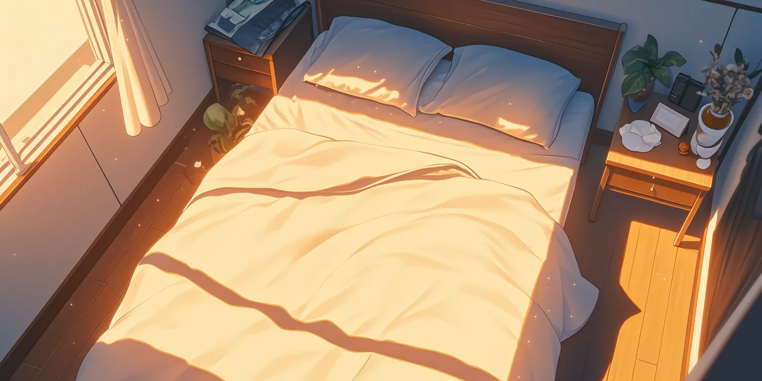 anime bed background bed, yuru, bedroom, toubun, room
