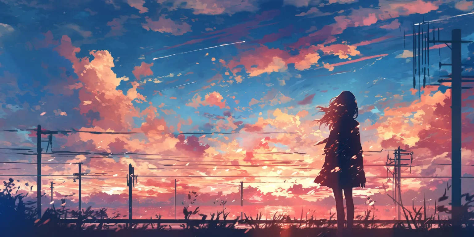 anime background sunset, flcl, 2560x1440, 3440x1440, sky
