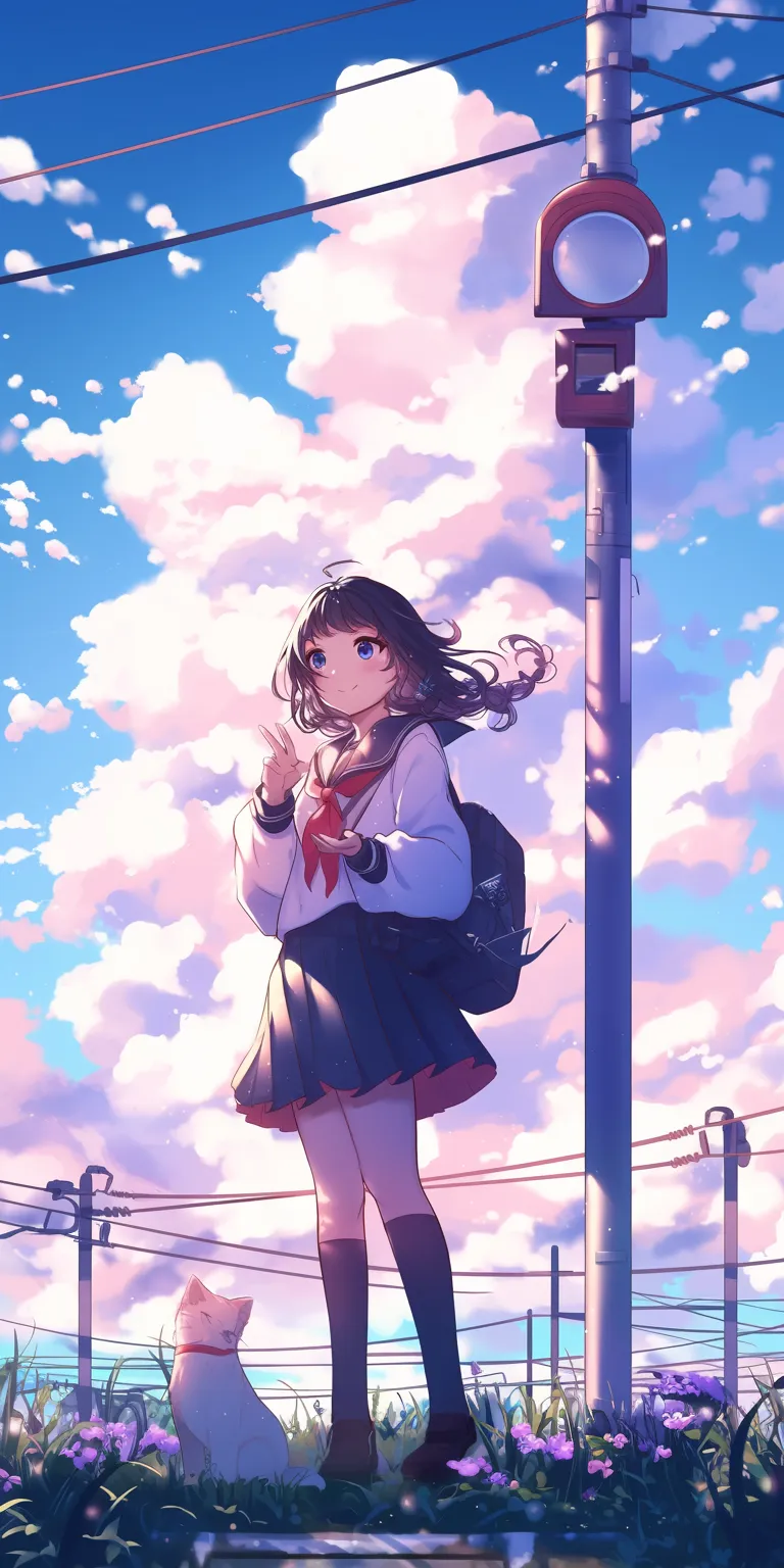 kawaii wallpaper anime sky, lofi, outside, haru, flcl