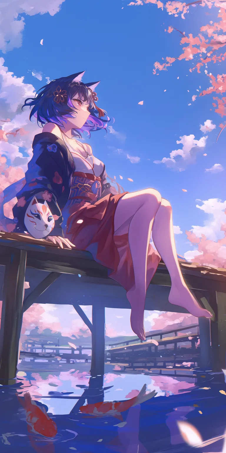 anime pic wallpaper rem, touka, sky, violet, sakura