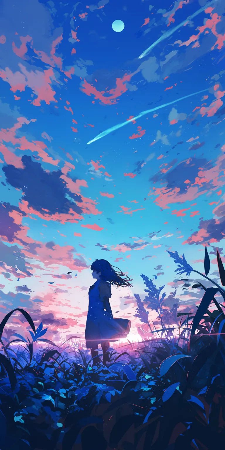 blue anime wallpaper sky, franxx, flcl, lockscreen, ghibli
