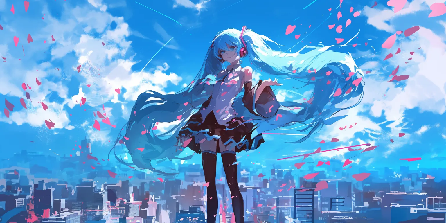 beautiful anime wallpaper miku, aqua, hatsune, sky, sao