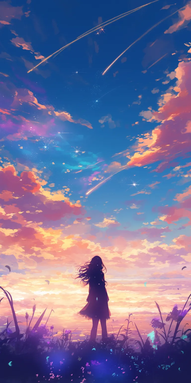anime phone wallpaper sky, lockscreen, sunset, ghibli, wallpapers