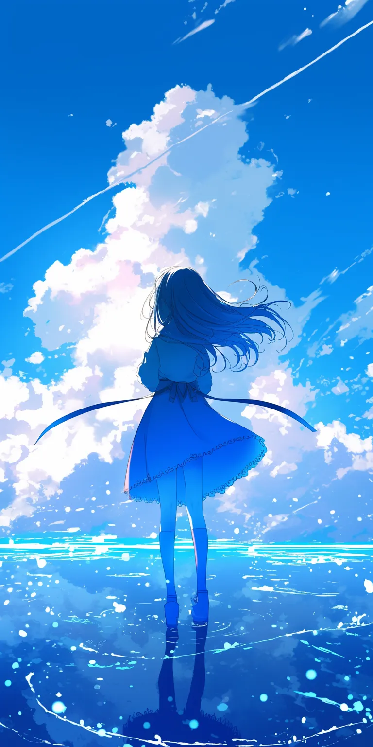 blue anime wallpaper sky, ciel, ocean, blue, bocchi